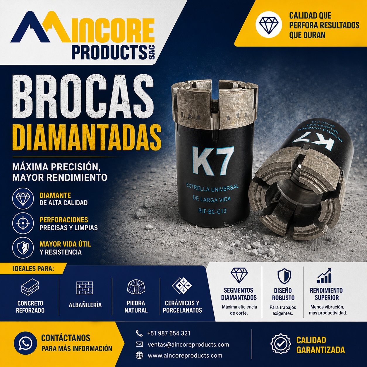 Brocas Diamantadas BQ - NQ - HQ - PQ