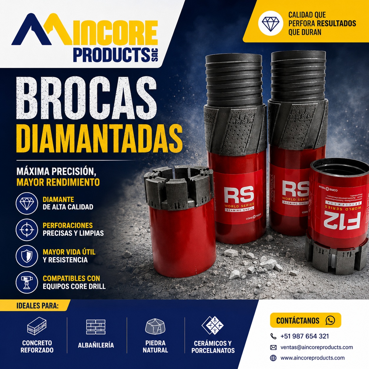 Brocas y Reaming shell Diamantada